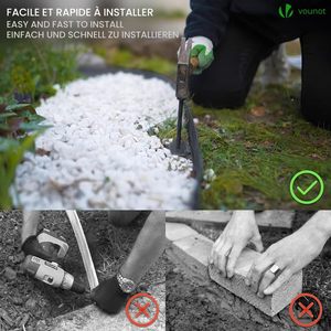 VOUNOT Bordura per Giardino in Plastica <span class=keywords><strong>Antracite</strong></span> da 20 Metri con 40 Picchetti di Ancoraggio, Flessibile, Altezza 50mm, Trattata a Pressione - Product Image 2