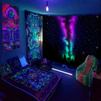 Tapisserie murale esthétique loup-dragon réactive aux UV pour chambre, salon, décoration de festival, bannière murale – Vente en gros