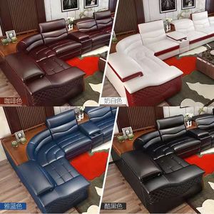 Juego de sofá de <span class=keywords><strong>esquina</strong></span> Seccional de PU de cuero genuino <span class=keywords><strong>en</strong></span> forma de L Popular de gama alta Sofá de 7 plazas Sofás de sala de estar - Product Image 3