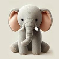 Vente en gros de jouets pour bébés éléphants mignons, en peluche super douce avec de grandes oreilles, doudou rempli de coton PP, lesté, prix avantageux