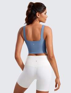 Спортивный топ CRZ YOGA Butterluxe с квадратным вырезом, дышащий, укороченный, для женщин – удлиненный спортивный бюстгальтер для тренировок, с подкладкой, для йоги - Product Image 2