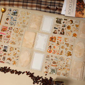 Autocollant PET quadruple Série Freedom Girl Coffee Sauce Tomate, Décoration de collage de base rétro européenne, 6 motifs - Product Image 3