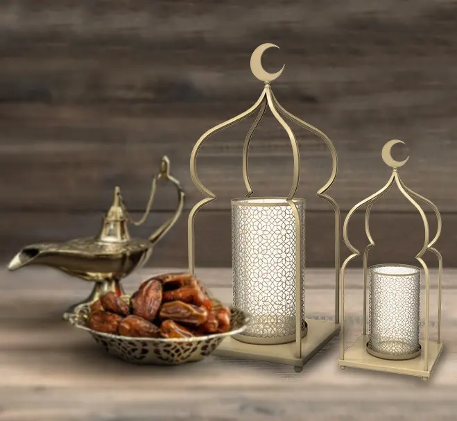Candelabro de hierro para decoración del hogar, Serie de nuevo diseño, naranja hielo, Ramadán, 2022