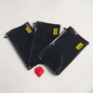 Geri dönüşümlü zip vinil pvc kaymak fermuarlı çantalar, siyah şeffaf pvc plastik torba, basit stil plastik kılıf ambalaj