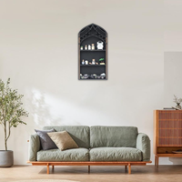 Offre Spéciale meubles de maison noir style gothique église fenêtre cristal étagère murale bois cristal étagère
