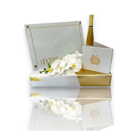 Plat à miel en acrylique Lucite avec incrustation dorée et cuillère à trempette, Judaica, Rosh Hashanah, Nouvel An juif, Cadeau de table, Logo personnalisé, Vente en gros