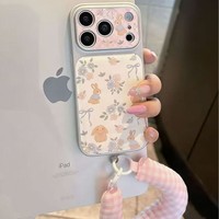 Coque de téléphone portable en cuir de lapin parfumé bleu rose, coque arrière blanche Corning pour iPhone 16 12 15 17 18 Pro Max