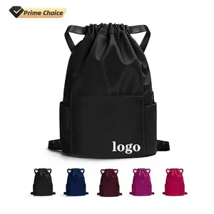 Custom Foldable Mini Mesh Gym Backpack Mesh Polyester Drawstring Backpack With Wet Pocket Beach Backpack For Swimming Bags