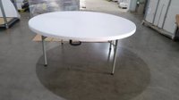 Table ronde pliante en plastique blanc de 5 pieds (60 pouces) pour 10 personnes, plateau en HDPE, économique, pour banquets, événements, repas, portable