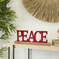 Dessus de table fait main couleur rouge Mdf bois artisanat signe rustique décor à la maison découpé au Laser décoratif paix mots debout lettres en bois