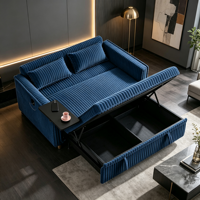 Canapé-lit en velours côtelé sur mesure avec table d'appoint de rangement intégrée pour projets d'aménagement hôtelier, d'appartement et résidentiel - Vente en gros
