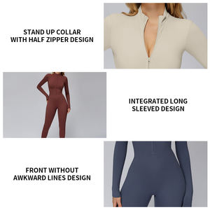 Warmer Fleece-Einteiler mit Langen Ärmeln für Damen Fitnessstudio Laufen Fitness Yoga Sport Jumpsuit für Frauen - Product Image 4