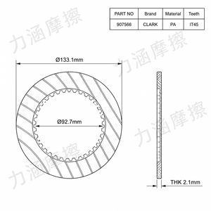 Disque d'embrayage à friction en papier <span class=keywords><strong>CLARK</strong></span> haute performance 907566, 133,1 mm, IT45, dents internes cb9 - Product Image 3