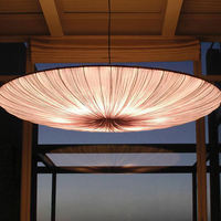 Lampe suspendue LED en tissu style Wabi-Sabi, finition dorée, garantie de 2 ans - Lustre zen japonais pour salle à thé, restaurant, salon