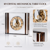 Horloge de table mécanique en cristal K9 transparent de 15 cm, gravée à la main avec logo personnalisé, coffret cadeau sécurisé pour la décoration de la maison, souvenirs