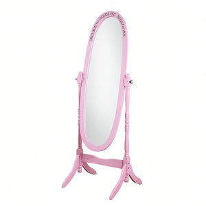 Miroir sur pied traditionnel en bois rose style Cheval pour la décoration intérieure - Product Image 1