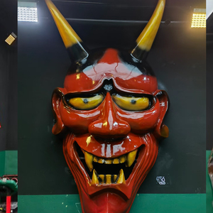 Masque en fibre de verre personnalisé pour décoration d'Halloween de diable guerrier japonais Oni résine Bodhi démon semblable au diable - Product Image 2