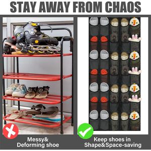40 Pocket Over The Door <b>Shoe</b> Organizer Black Hanging Mesh Rack For Closet Behind Door Storage With <b>Hook</b> Type Installation - Product Image 2