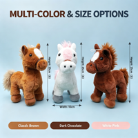 Peluche de cheval réaliste et douce de 8 pouces, poupée en peluche avec accroche-queue, prix pour machine de jeu d'arcade de centre commercial, articles en vente directe
