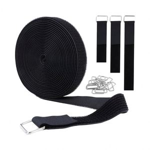 Attaches de câbles en nylon noir réglables de 16 pieds x 1 pouce, 25 attaches auto-agrippantes de 1 pouce de large avec boucles métalliques, longueur découpable, attaches de sécurité pour câbles - Product Image 1