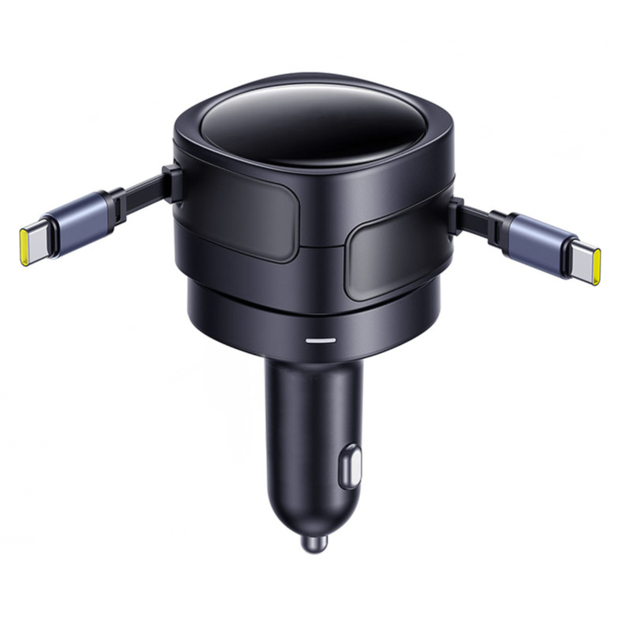 2025 New Arrival 60W USB Car Charger Dual Retractable Cable TYPE-C PD Fast Charging Adapter for Phones