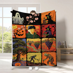 Manta Vintage con Diseño de Terror, Brujas, Calabazas y Fantasmas, Personalizada para Sala de Estar o Dormitorio, Regalo de Halloween - Product Image 5