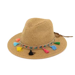 X1368 D'été Chapeau de Plage Femme Casual Chapeau Panama Dame Marque Femmes Plat Large Bord Bowknit chapeau De Paille filles Chapeau De Soleil