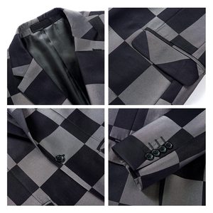 Abito scozzese da uomo Slim Fit 3 pezzi abito da smoking Vintage a quadri Casual per uomo per pantaloni e gilet <span class=keywords><strong>Blazer</strong></span> per feste di matrimonio - Product Image 4