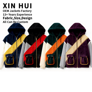 Chaqueta de Cuero con Forro Polar Sherpa Grueso para Invierno, con Logotipo Personalizado, Estilo Urbano para Hombre, Diseño de Bloques de Color con Parches, con Capucha, Estilo Universitario, Oversize y Afelpada - Product Image 4