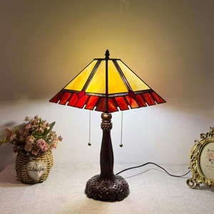 Hand-Crafted Retro Style European Design <b>Table</b> Lamp Antiqued Stained Glass Dome Resin for Living Room Bedroom <b>Coffee</b> <b>Table</b> - Product Image 3
