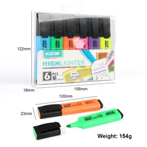 GXIN G-342-6V leuchtender Farb-Highlighter-Stift professionell ausreichende Kapazität hochwertiger individueller Logo-Highlighter-Marker-Stift