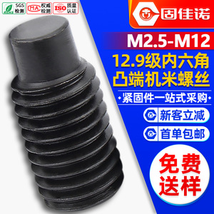 Tornillo de máquina con extremo convexo Gujiano M2.5 M12, hexágono interno, grado 12.9, DIN915, oxidación negra - Product Image 1