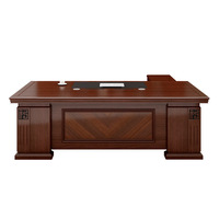 Ensemble de bureau de direction moderne en bois modulaire, bureau de patron en bois foncé de luxe, grand mobilier de bureau, poste de travail pour PDG