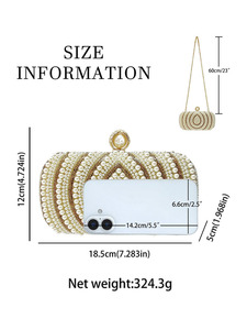 New Pearl Evening Vintage Women's Handmade Beaded <b>Clutch</b> Bag With Hasp Closure and Polyester for Wedding and Daily Use Tanjing - Product Image 5