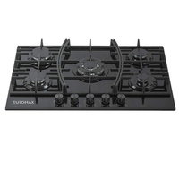 Table de cuisson à gaz encastrable OEM/ODM pour GPL/GN, 5 brûleurs, cuisinière à gaz en verre trempé pour cuisine domestique