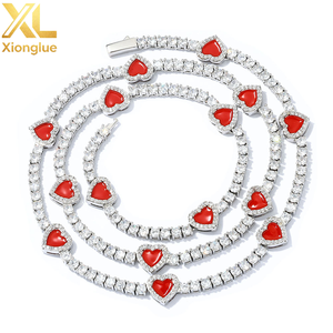 Fashion Exquisite <b>Copper</b> 18K Gold Plated CZ Tennis <b>Chain</b> Heart Necklace for Unisex Valentine's Day Gift - Product Image 3
