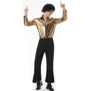 Costumes d'Halloween pour adultes rétro 70's <span class=keywords><strong>disco</strong></span> gold <span class=keywords><strong>couple</strong></span> nightclub singer costume - Product Image 5