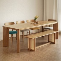 Table à manger en bois massif de style japonais, table rectangulaire minimaliste moderne, table à manger pour 4 personnes, mobilier de maison, ensemble de salle à manger pour maison d'hôtes