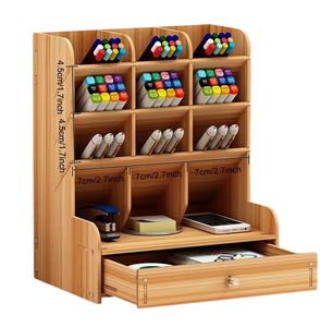 Porte-stylo en bois multifonctionnel pour bricolage Boîte <span class=keywords><strong>de</strong></span> rangement carrée pour l'art Organisateur <span class=keywords><strong>de</strong></span> <span class=keywords><strong>bureau</strong></span> avec techniques brillantes - Product Image 2