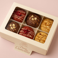 FAVORCRAFTS Boîte à biscuits en carton de qualité alimentaire personnalisée avec logo imprimé, fenêtre transparente en PVC et séparateur à grille