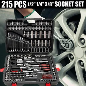 Juego de enchufes profesionales de 215 piezas a precio de fábrica, juegos de herramientas manuales con caja BMC y llaves de trinquete + llave dinamométrica - Product Image 6