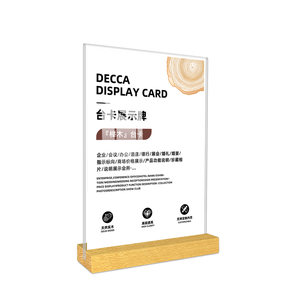 Solid Wood <strong>Table</strong> <strong>Card</strong> with Custom Acrylic Solid Wooden Base Double-Sided Transparent Vertical Advertising Display for Store Use - Product Image 3