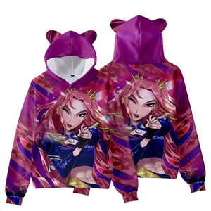 Film Baru 3D KPop Demon Hunters Witch Hunter Kaus Lengan Panjang Poliester Bertudung Telinga Kucing Pakaian Anak-anak Dewasa - Product Image 2