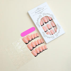 <span class=keywords><strong>Faux</strong></span> ongles à presser style français, motif marbre carré, portables, pour mains et pieds, vente en gros transfrontalière - Product Image 2