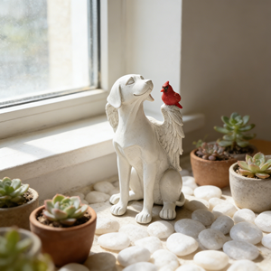 White Angel Dog Commemorative Ornament Modern Art Three-Dimensional Wings <strong>Redtail</strong> Hand-painted Resin Statue Love Pet Remembrance - Product Image 2