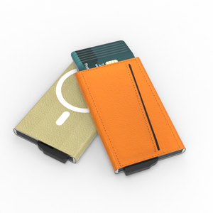 Magnetic Aluminium Card Holder PU Leather Rfid Card Protector <b>Wallet</b> for Mobile Phone magsafe <b>Metal</b> Credit Card Holder - Product Image 6