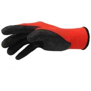 Hot sale factory direct Nylon PU red Palm Coated construction outdoor heavy duty Safety work Gloves for Work