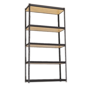 Mart — étagère de rangement en métal et acier inoxydable, rivet en bois, étagère à vêtements, pour la maison - Product Image 1