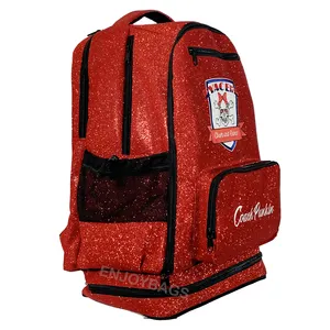Sac à dos Red Cheer pour pom-pom girl Nom personnalisé et sac de danse avec logo en strass