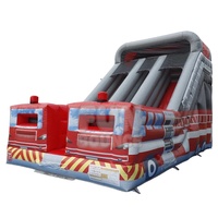 Toboggan aquatique gonflable en PVC écologique à double voie de 15 pieds pour camion de pompiers